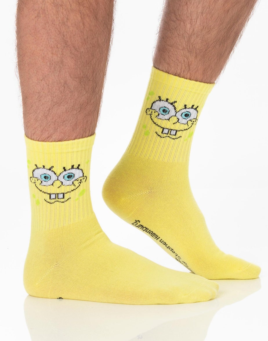 SpongeBob SquarePants Unisex Yellow Mutli-Character Calf Socks Set Of 5