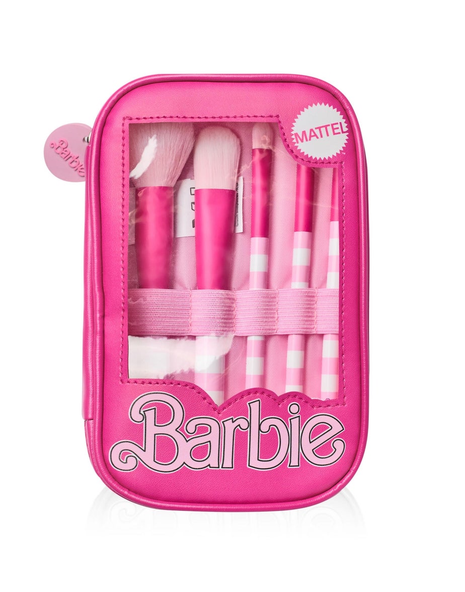 Vanilla Underground Barbie Adults Retro Stripe Makeup Brush Pink Set