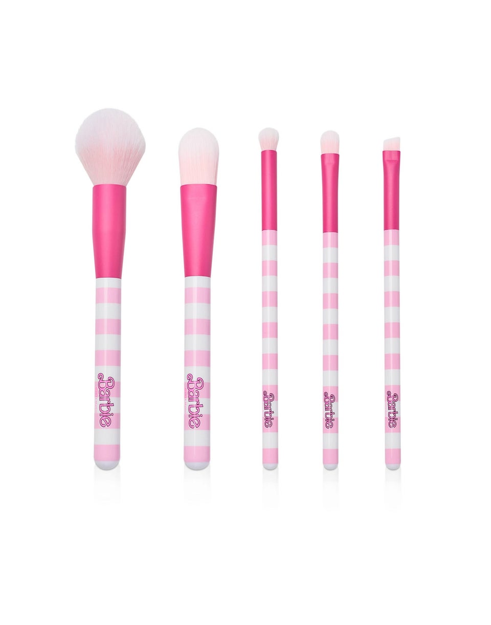 Vanilla Underground Barbie Adults Retro Stripe Makeup Brush Pink Set