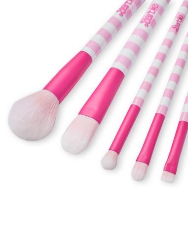 Vanilla Underground Barbie Adults Retro Stripe Makeup Brush Pink Set