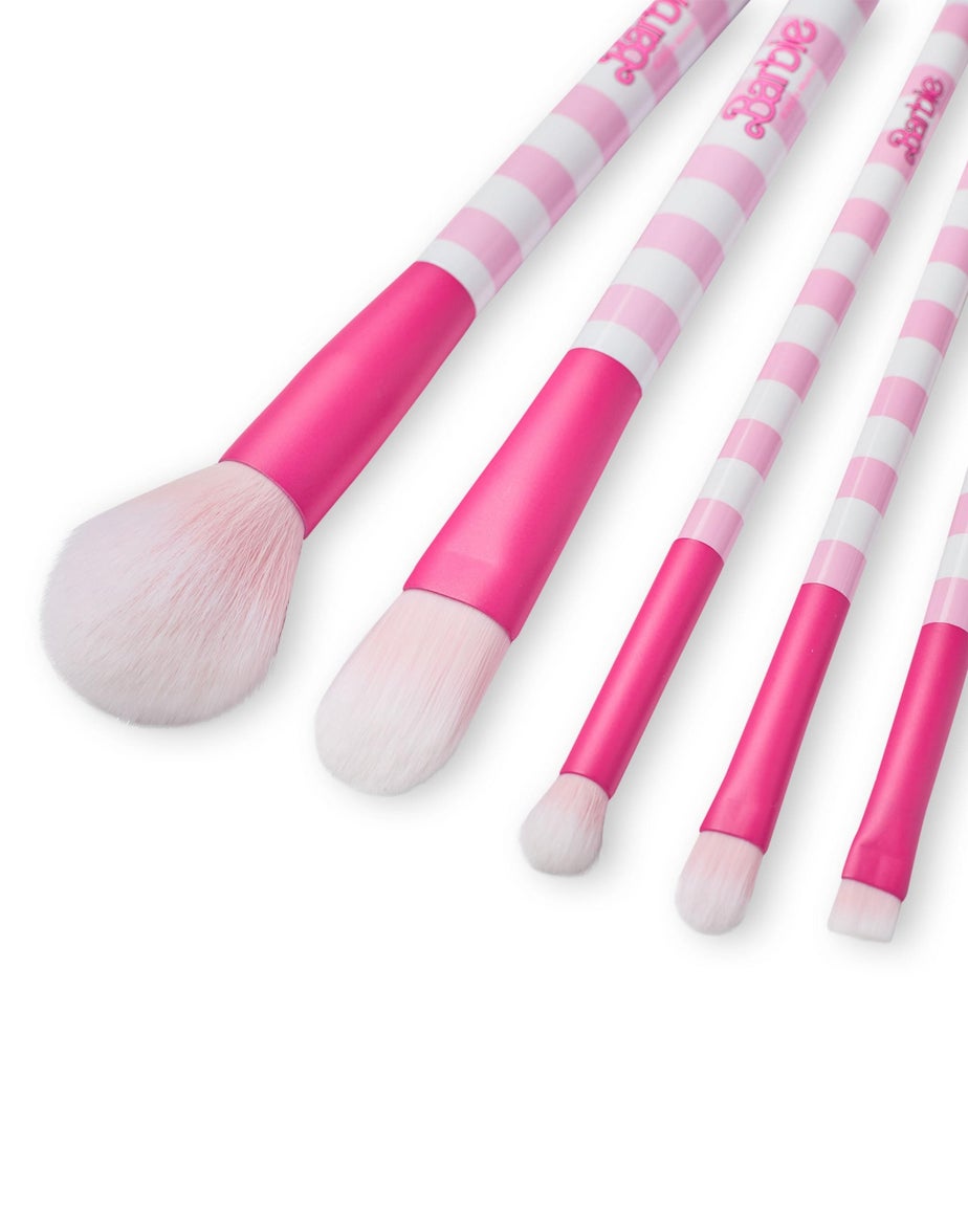 Vanilla Underground Barbie Adults Retro Stripe Makeup Brush Pink Set