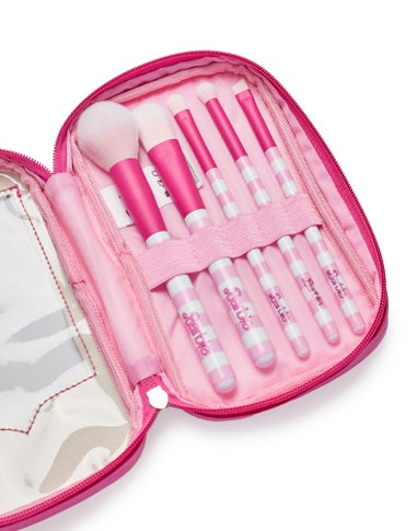 Vanilla Underground Barbie Adults Retro Stripe Makeup Brush Pink Set