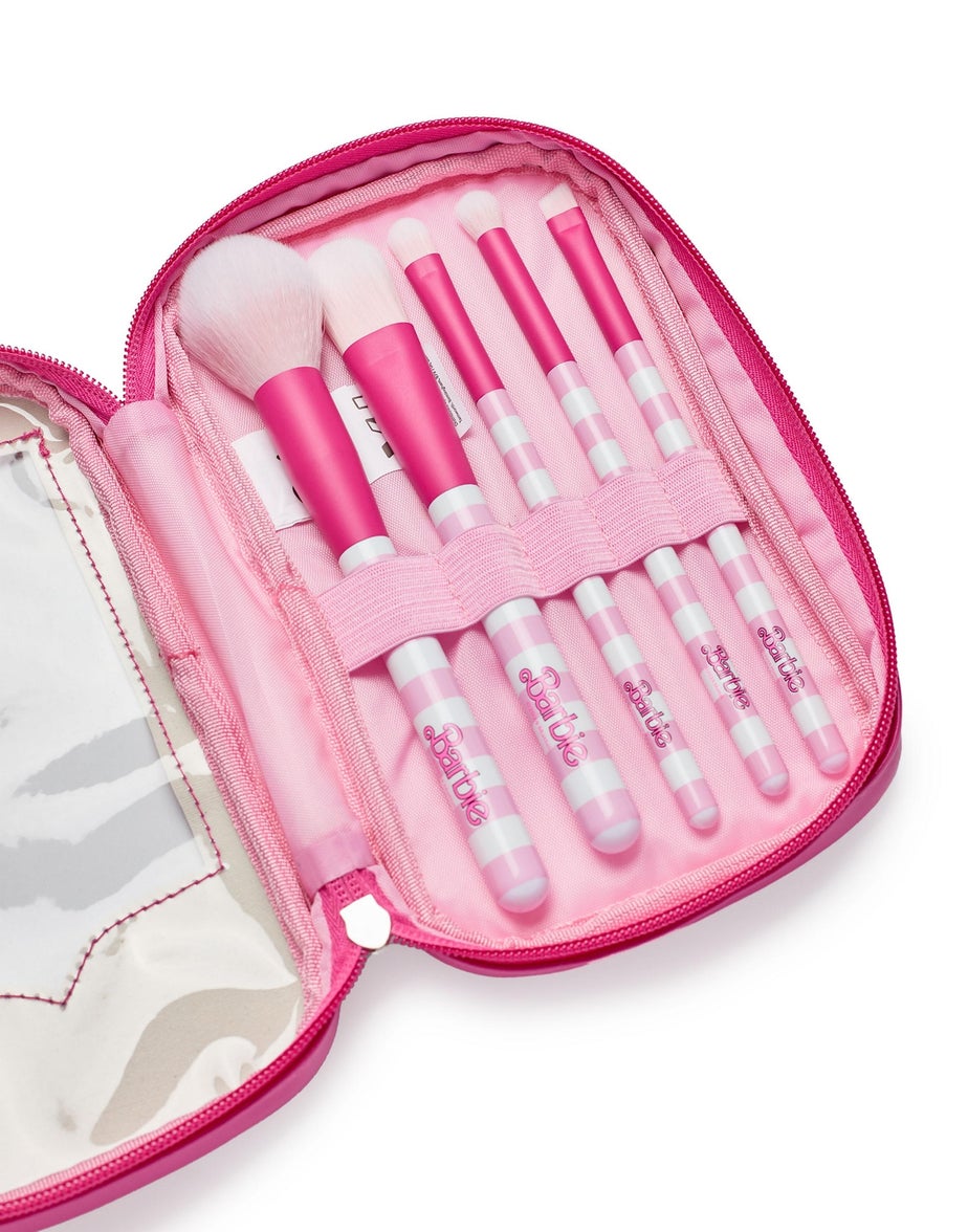 Vanilla Underground Barbie Adults Retro Stripe Makeup Brush Pink Set