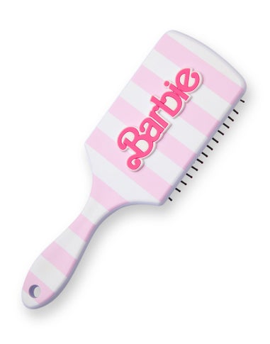 Barbie Womens Pink Retro Stripe Hair Brush & Scrunchie Set