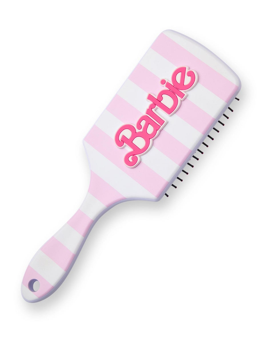 Barbie Womens Pink Retro Stripe Hair Brush & Scrunchie Set