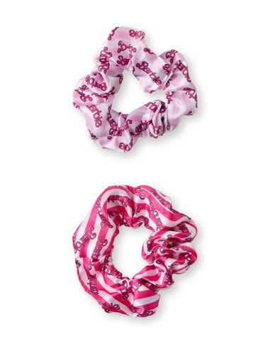 Barbie Womens Pink Retro Stripe Hair Brush & Scrunchie Set