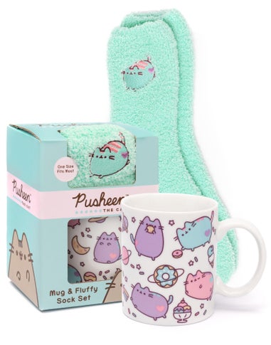 Pusheen Womens Green Multi Character Mug & Sock Gift Set