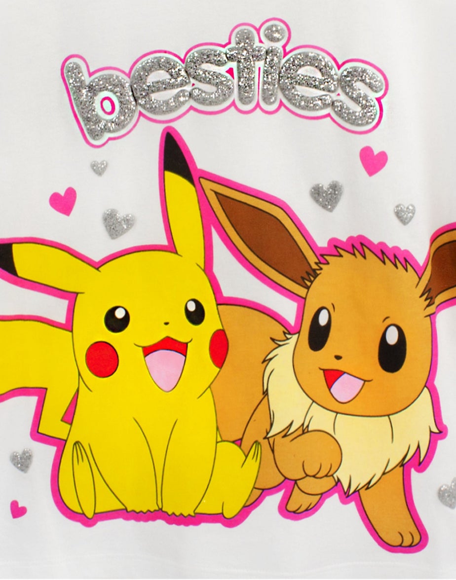 Pokemon Kids White Pikachu Eeevee Pyjama Set (3 - 12 Years)