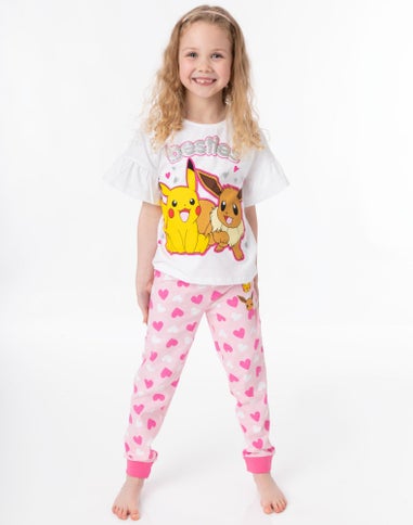 Pokemon Kids White Pikachu Eeevee Pyjama Set (3 - 12 Years)