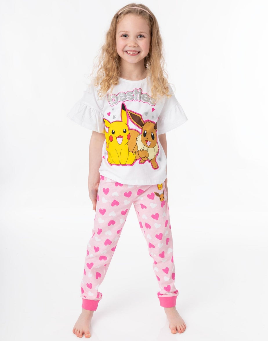 Pokemon Kids White Pikachu Eeevee Pyjama Set (3 - 12 Years)