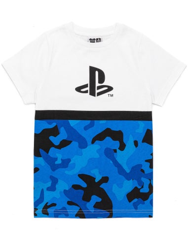 Vanilla Underground PlayStation Kids Logo & Camo Print White T-Shirt
