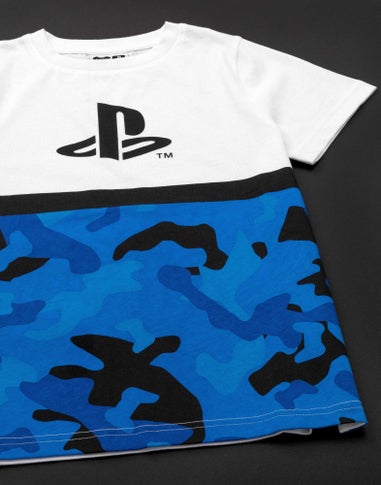 Vanilla Underground PlayStation Kids Logo & Camo Print White T-Shirt