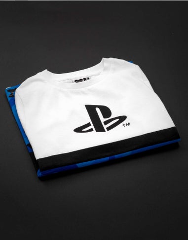 Vanilla Underground PlayStation Kids Logo & Camo Print White T-Shirt