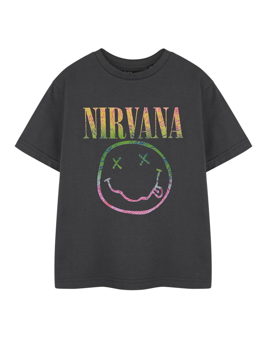 Vanilla Underground Nirvana Kids Rainbow Logo Grey T-Shirt