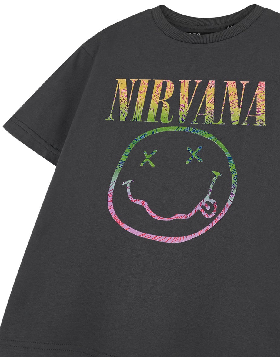 Vanilla Underground Nirvana Kids Rainbow Logo Grey T-Shirt