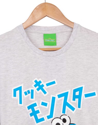 Vanilla Underground Sesame Street Adults Cookie Monster Japanese Text Blue PJs