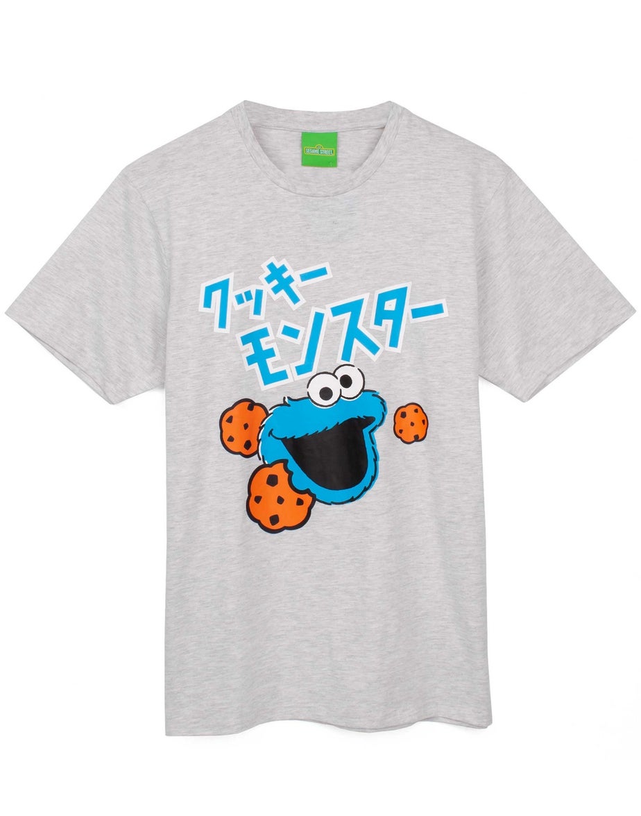 Vanilla Underground Sesame Street Adults Cookie Monster Japanese Text Blue PJs
