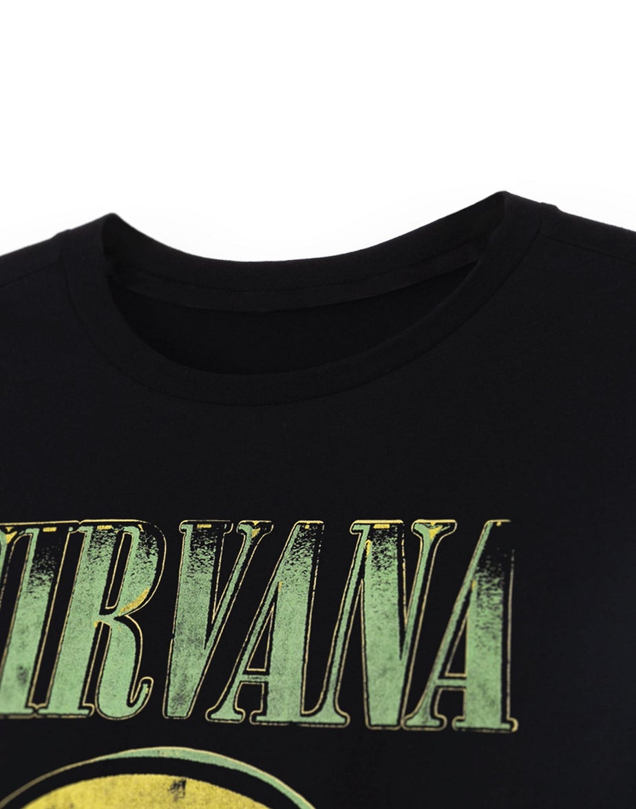 Vanilla Underground Nirvana Adults Classic Logo Black T-Shirt