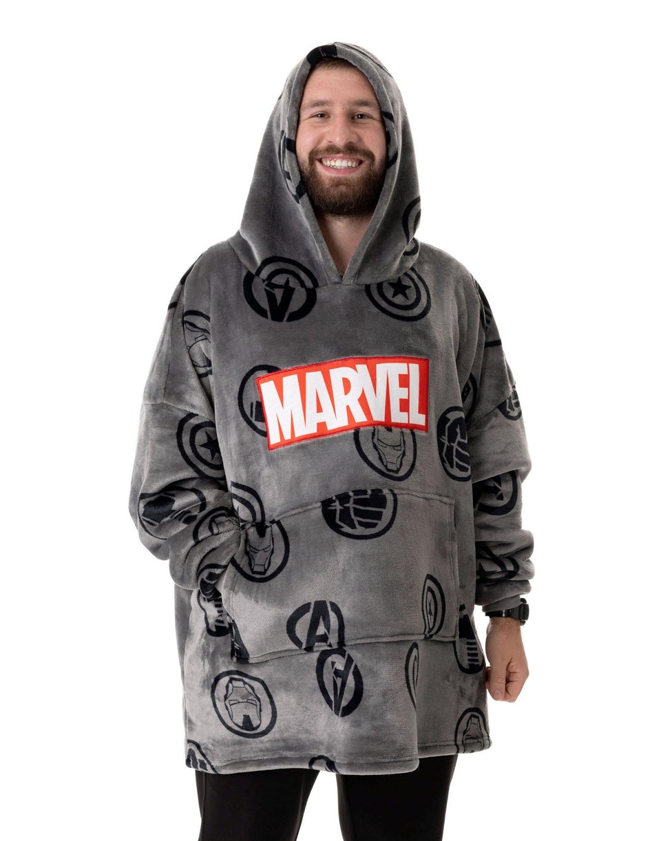 Vanilla Underground Marvel Adults Logo Blanket Grey Hoodie