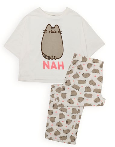 Pusheen Womens Cream Pusheen The Cat Pyjama Set