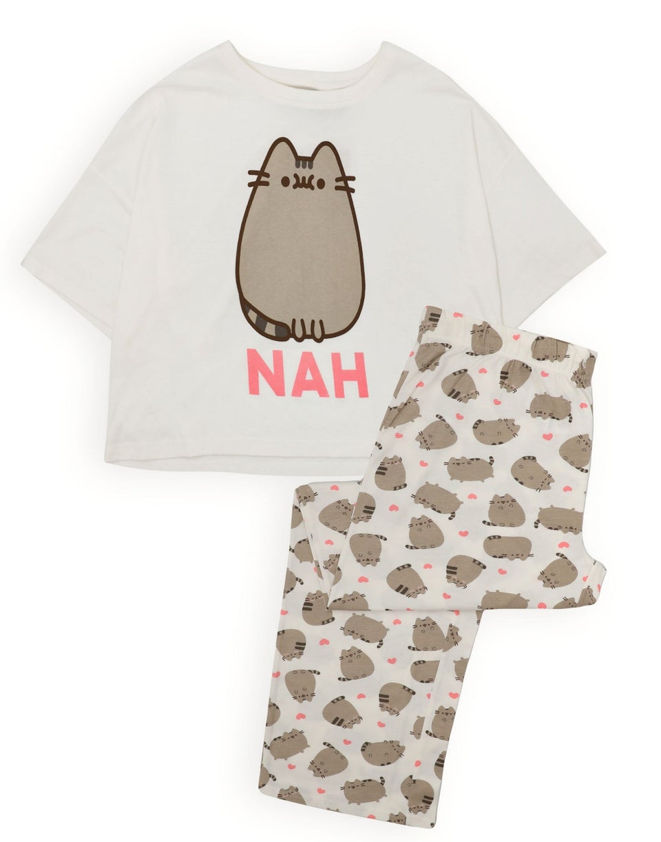 Pusheen Womens Cream Pusheen The Cat Pyjama Set