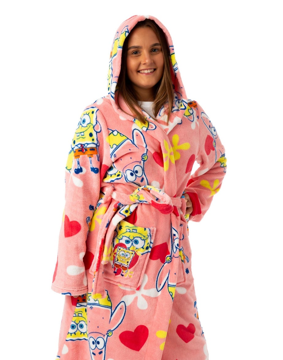 Vanilla Underground SpongeBob SquarePants Adults Hooded Pink Bathrobe
