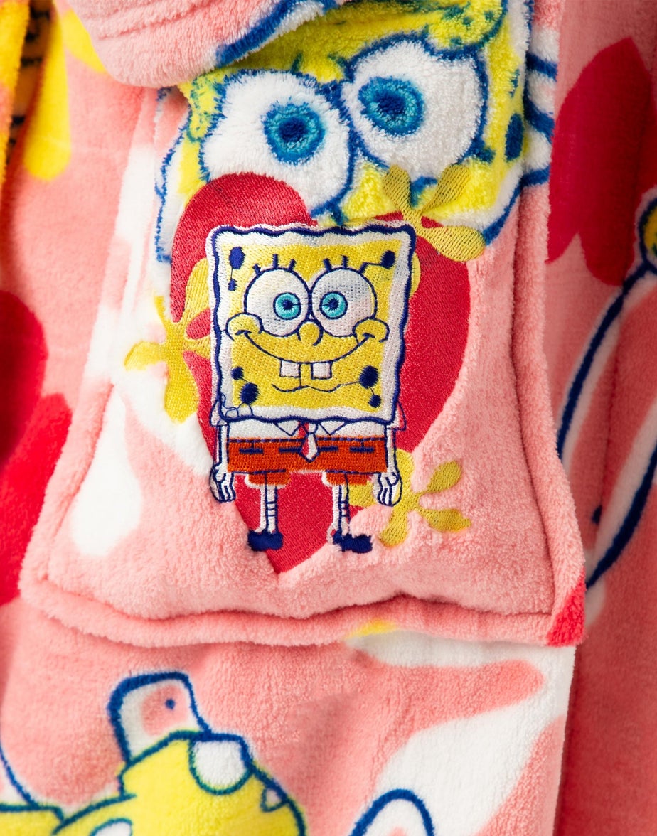 Vanilla Underground SpongeBob SquarePants Adults Hooded Pink Bathrobe