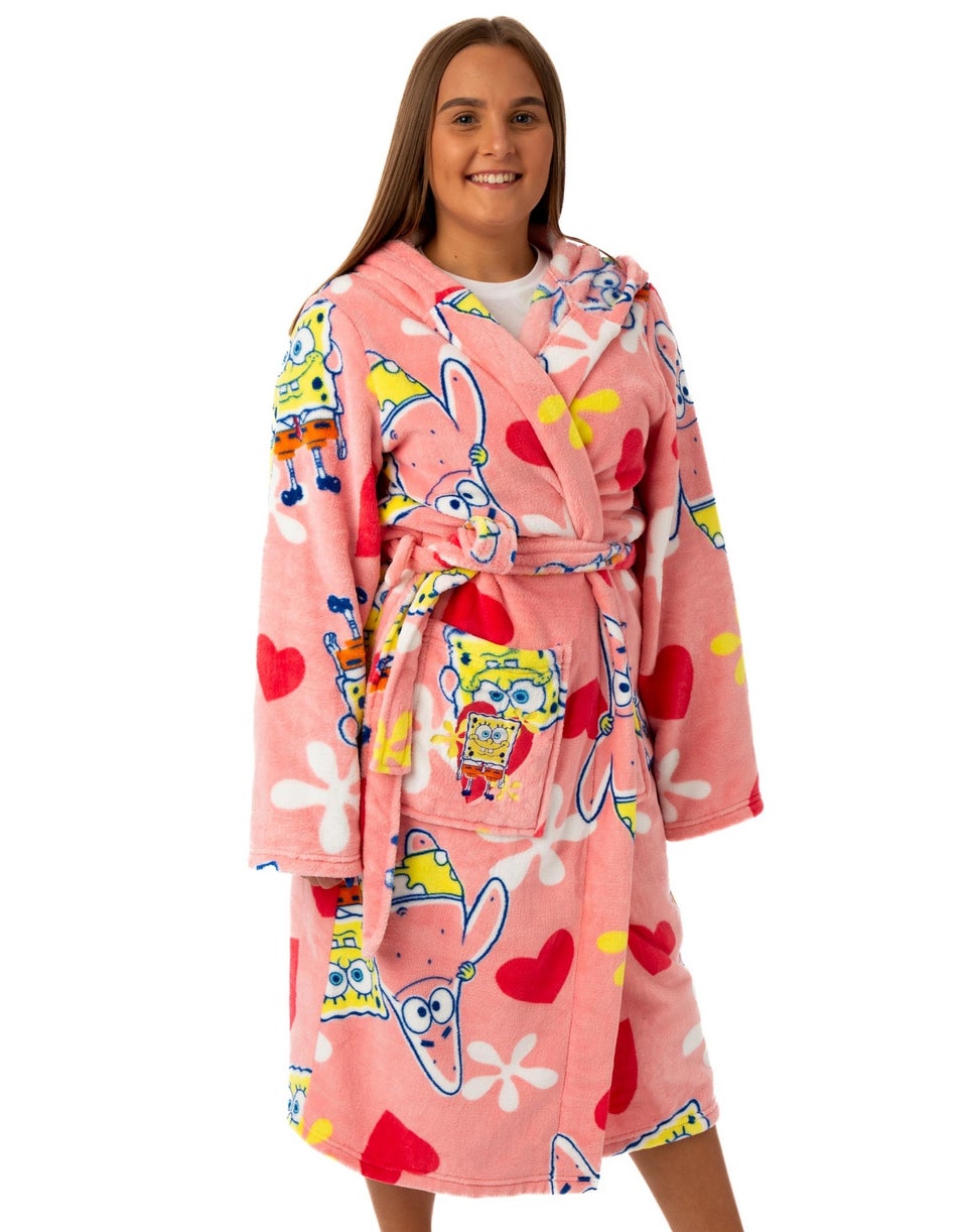 Vanilla Underground SpongeBob SquarePants Adults Hooded Pink Bathrobe