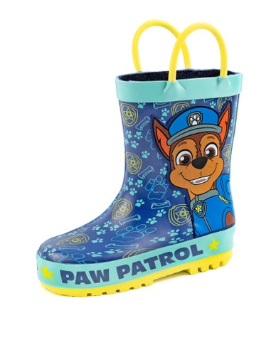 Vanilla Underground Paw Patrol Kids Chase Graphic Wellington Boots with Handles Blue