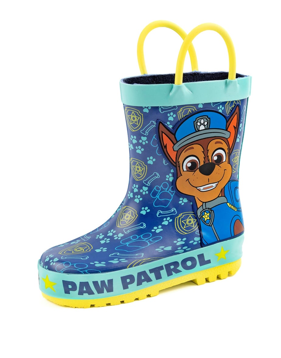 Vanilla Underground Paw Patrol Kids Chase Graphic Wellington Boots with Handles Blue