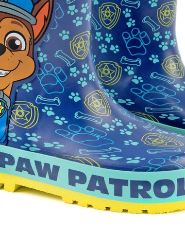 Vanilla Underground Paw Patrol Kids Chase Graphic Wellington Boots with Handles Blue