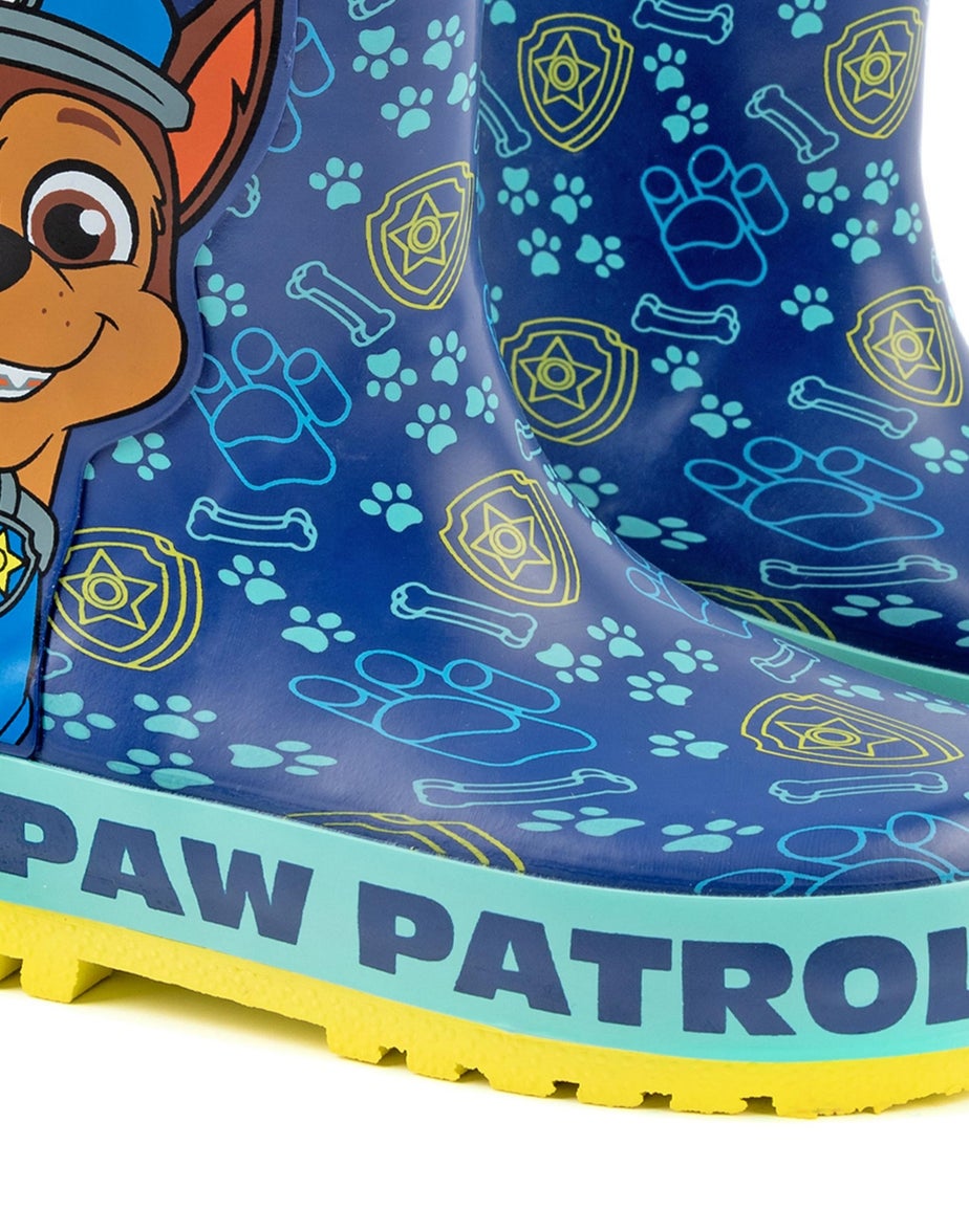 Vanilla Underground Paw Patrol Kids Chase Graphic Wellington Boots with Handles Blue