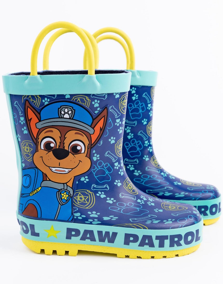 Vanilla Underground Paw Patrol Kids Chase Graphic Wellington Boots with Handles Blue