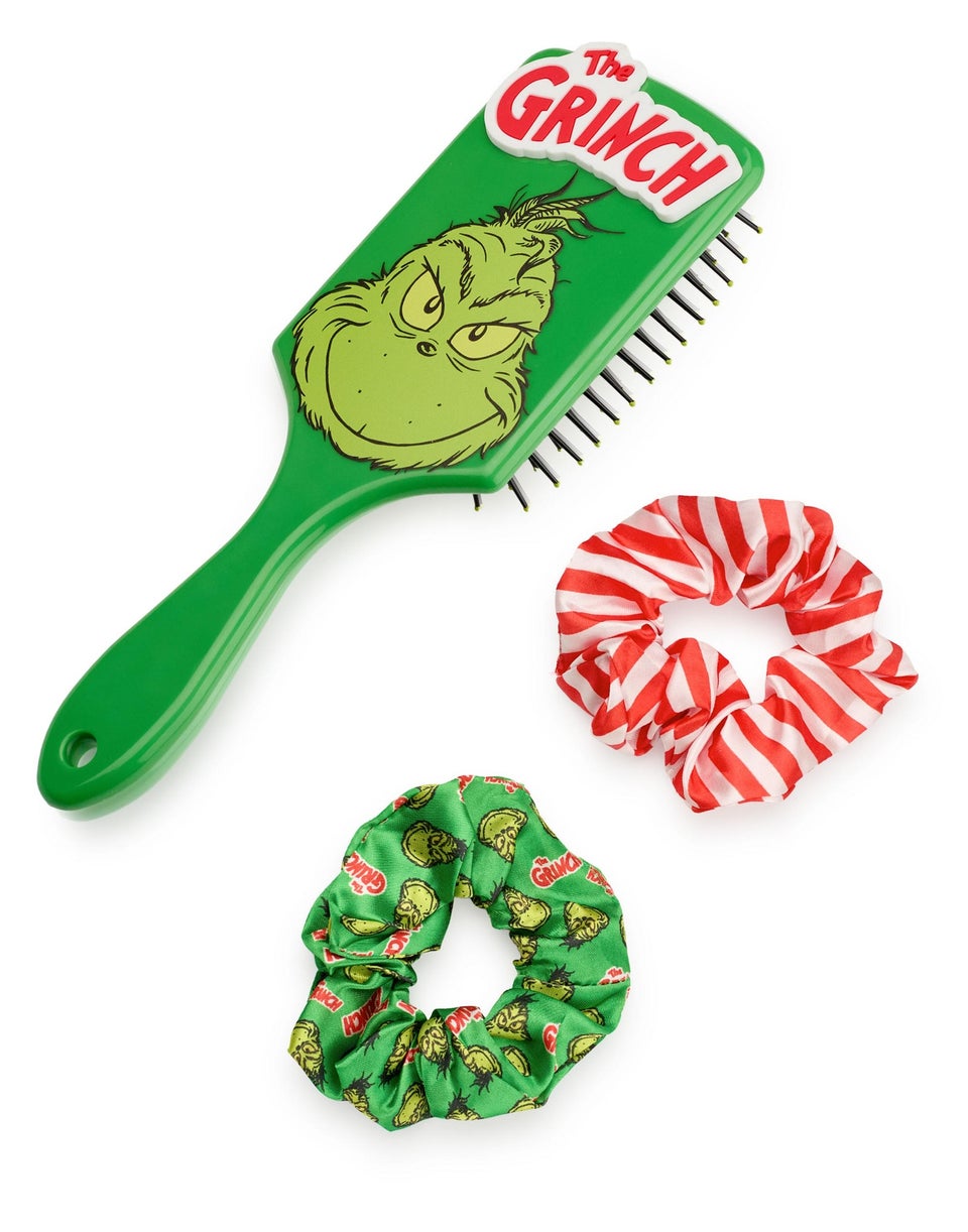 The Grinch Multicoloured Character Face Hair Brush & Scrunchie Set