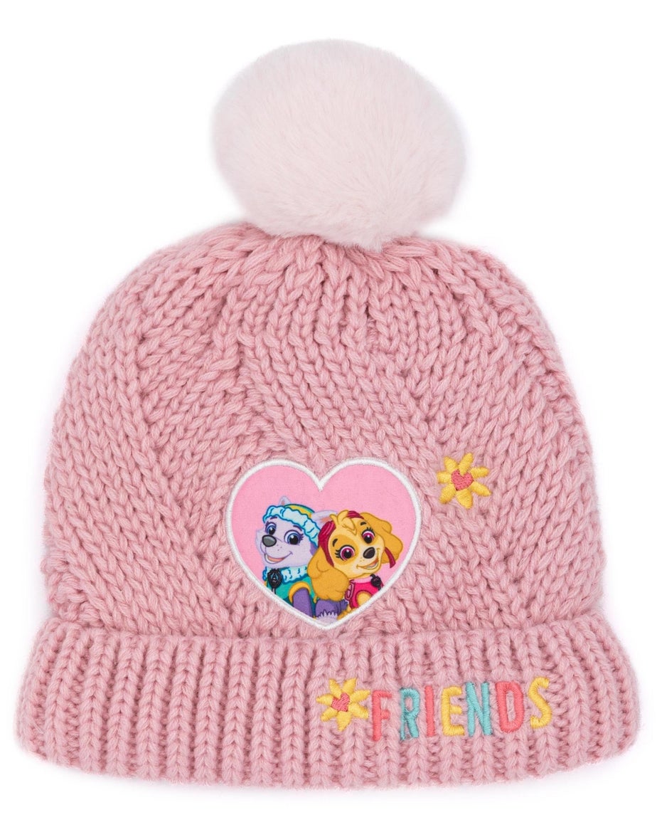 Vanilla Underground Paw Patrol Kids Beanie and Scarf Pink Set