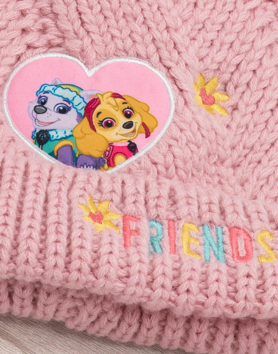 Vanilla Underground Paw Patrol Kids Beanie and Scarf Pink Set