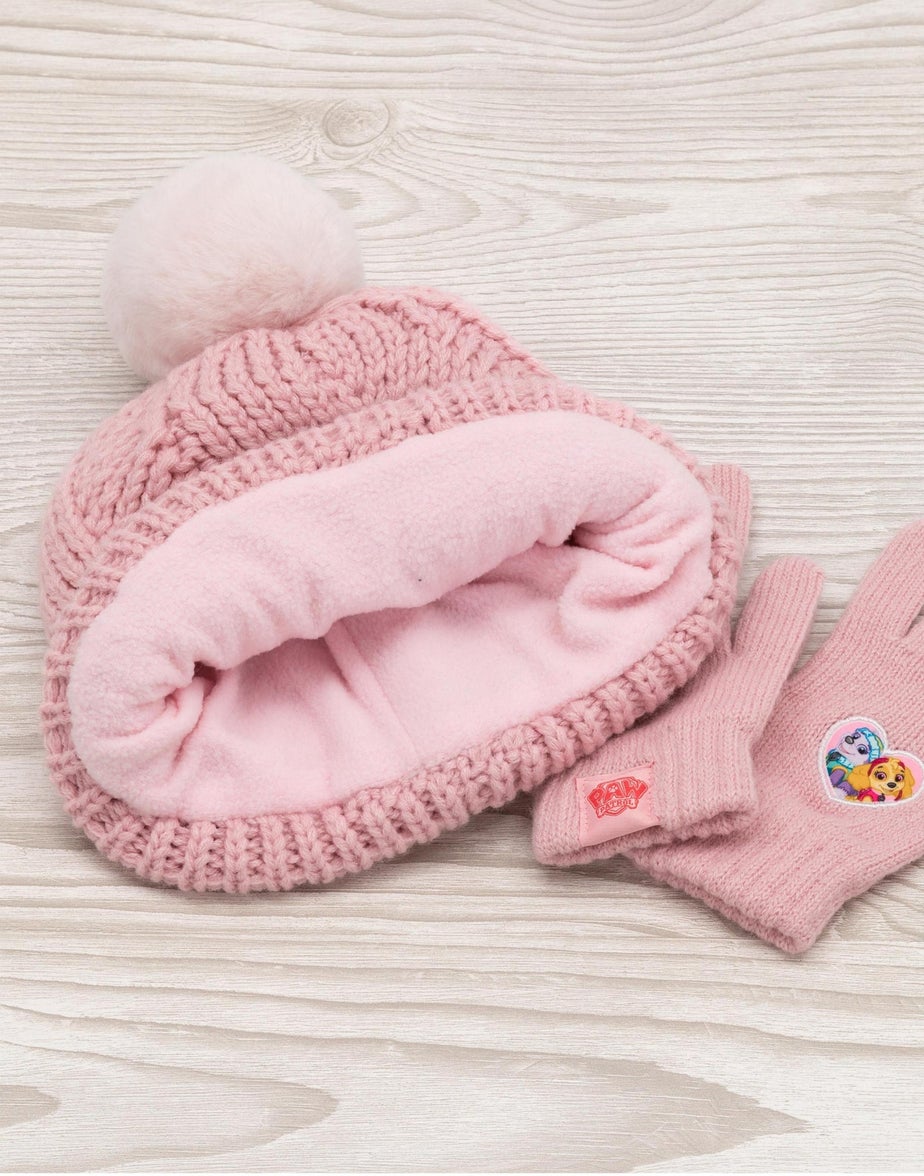 Vanilla Underground Paw Patrol Kids Beanie and Scarf Pink Set