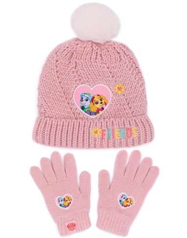 Vanilla Underground Paw Patrol Kids Beanie and Scarf Pink Set