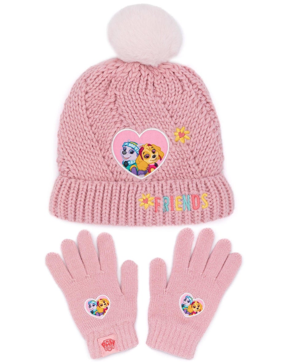 Vanilla Underground Paw Patrol Kids Beanie and Scarf Pink Set