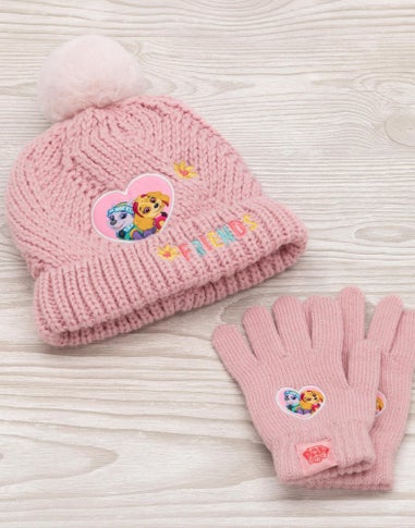 Vanilla Underground Paw Patrol Kids Beanie and Scarf Pink Set