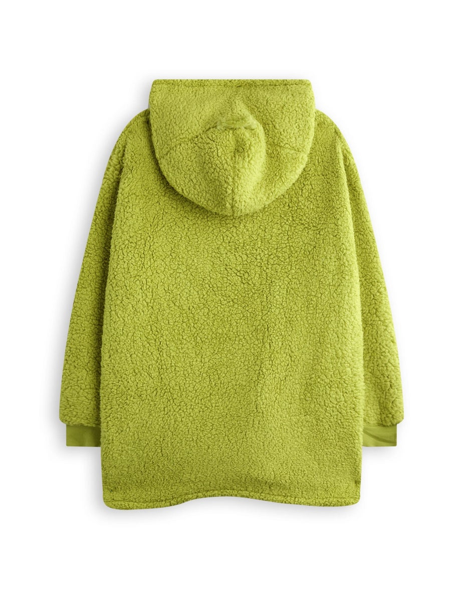 Vanilla Underground The Grinch Kids Embroided Face Blanket Green Hoodie