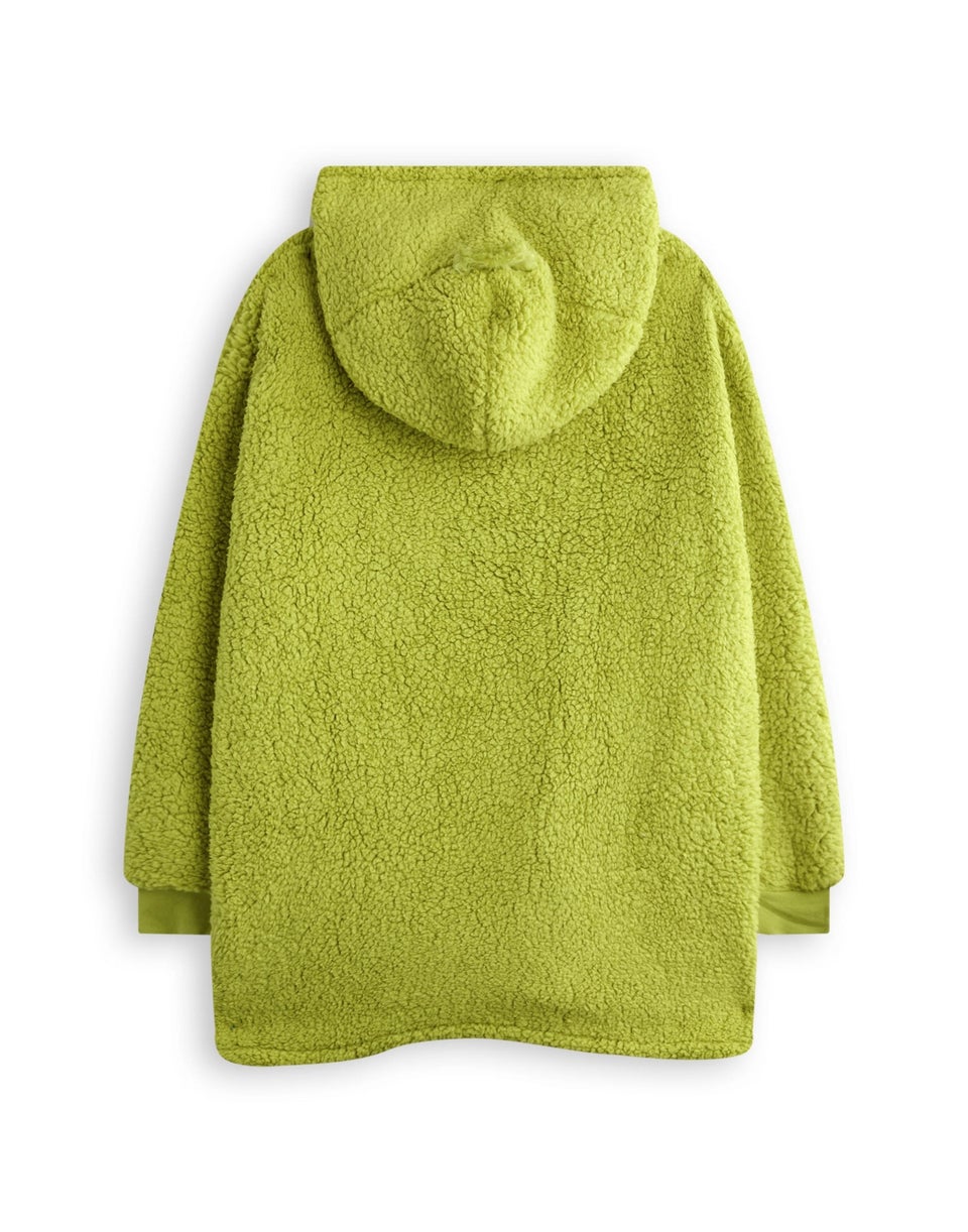 Vanilla Underground The Grinch Kids Embroided Face Blanket Green Hoodie