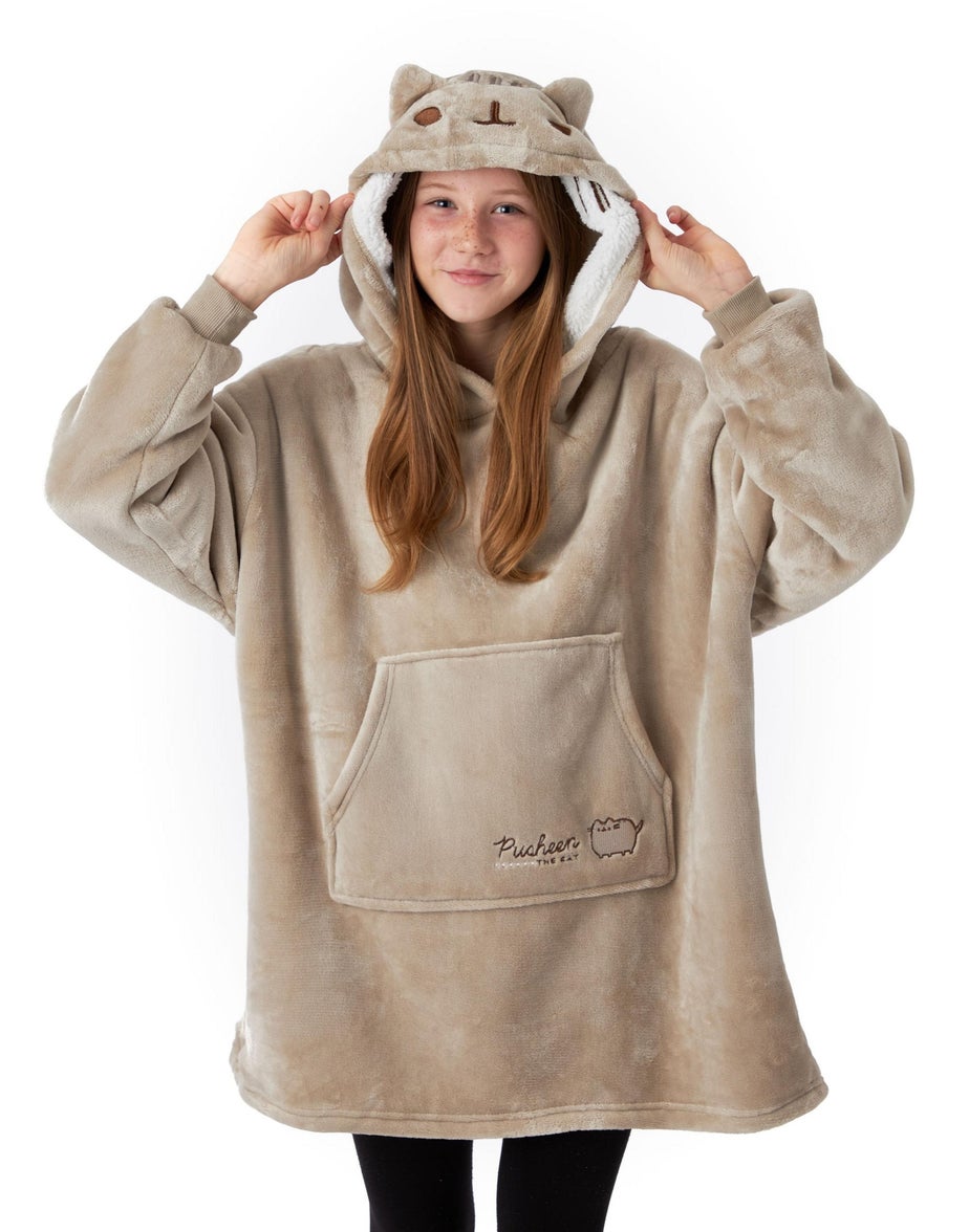 Vanilla Underground Pusheen Kids Character Face Brown Blanket Hoodie