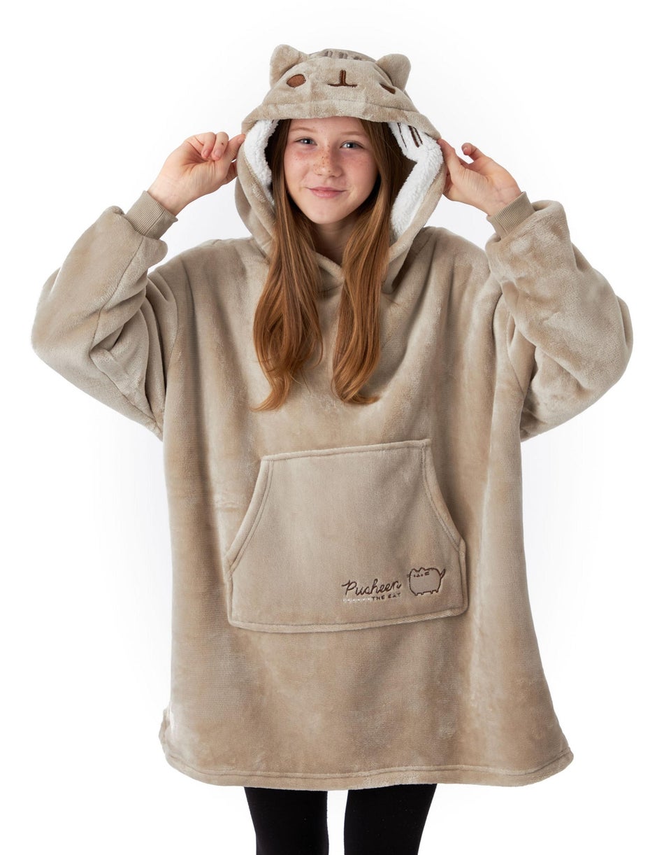 Vanilla Underground Pusheen Kids Character Face Brown Blanket Hoodie