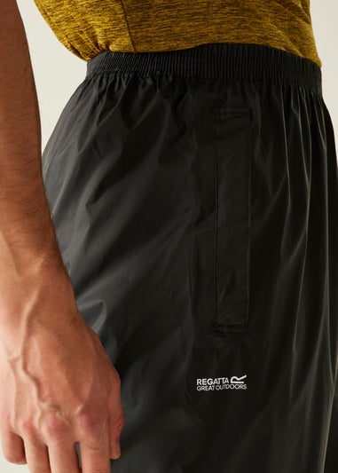 Regatta Kids Pack It Black Waterproof Breathable Isolite Overtrousers