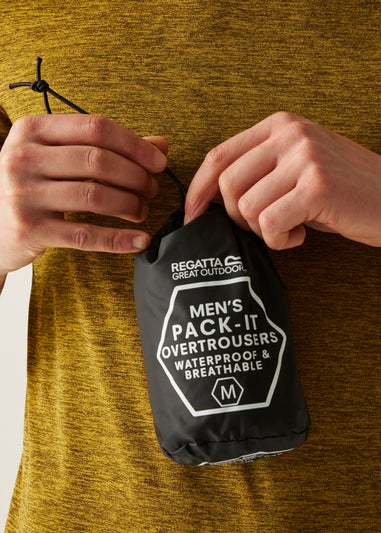 Regatta Kids Pack It Black Waterproof Breathable Isolite Overtrousers