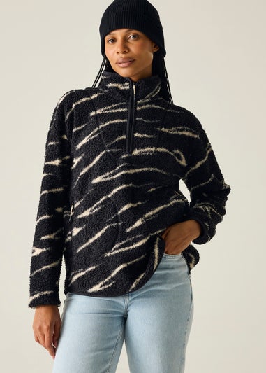 Regatta Black/ White Frankie Borg Half Zip Fleece