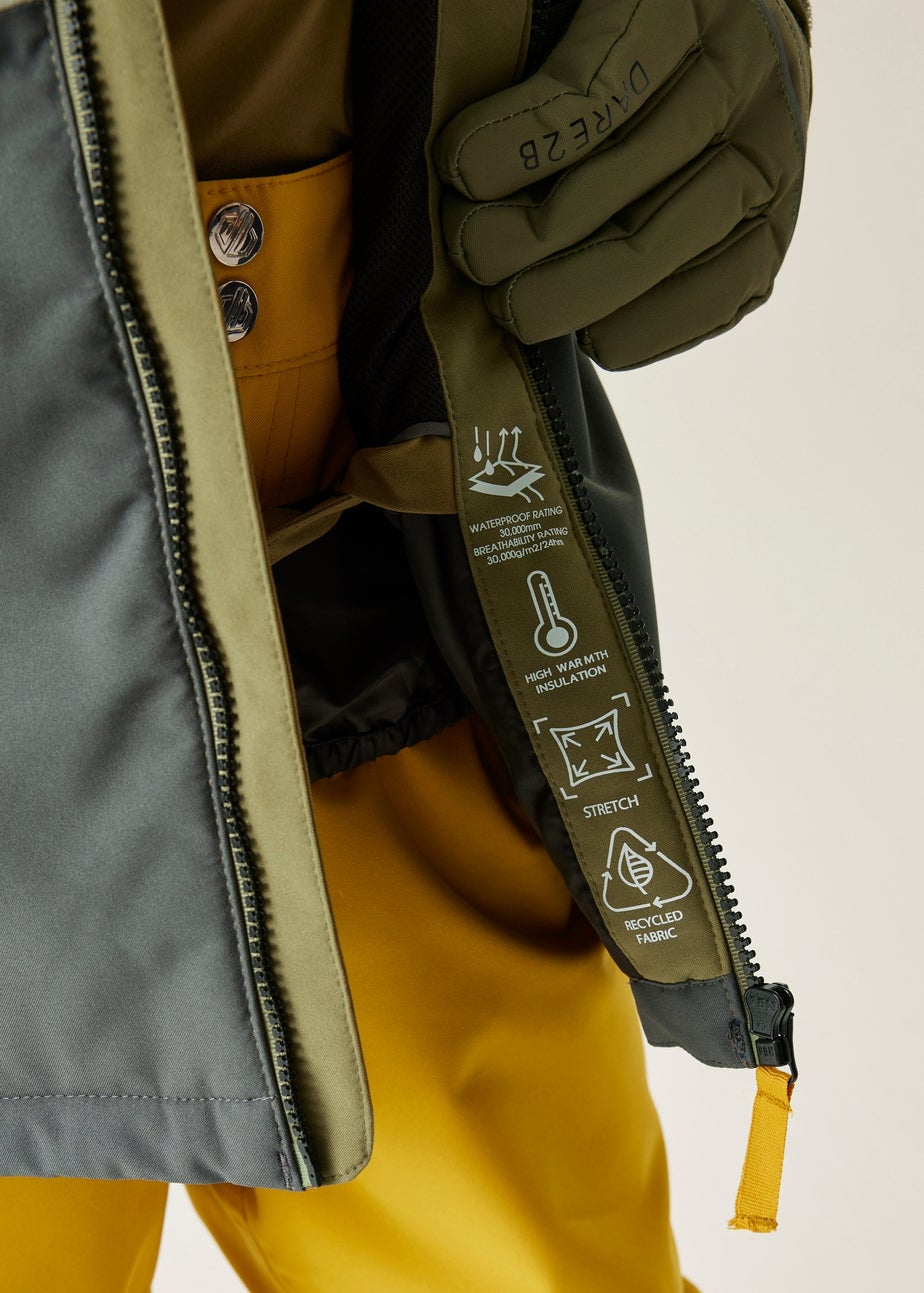 Dare2B Grey Green Kids' Send It! Jacket Waterproof Insulated Jacket (3-16yrs)