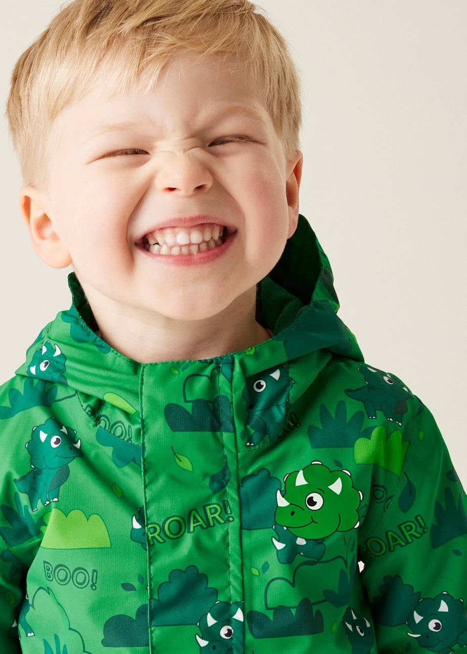 Regatta Dark Green Kids' Animal Rainy Day Waterproof Insulated Jacket (6-72 months)