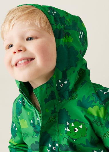 Regatta Dark Green Kids' Animal Rainy Day Waterproof Insulated Jacket (6-72 months)